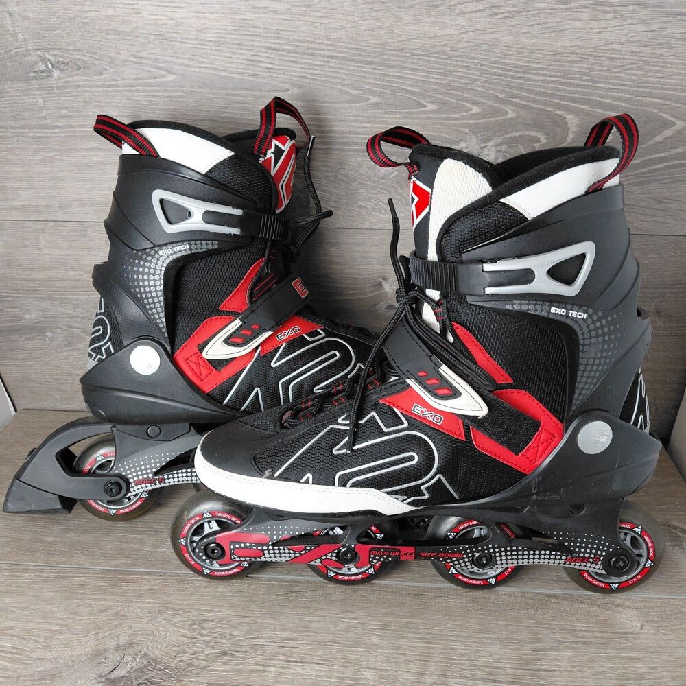 K2 Inline Skates Mens 12 Black Red EXO M Roller Blades 78mm 80A 4 Wheels Hockey